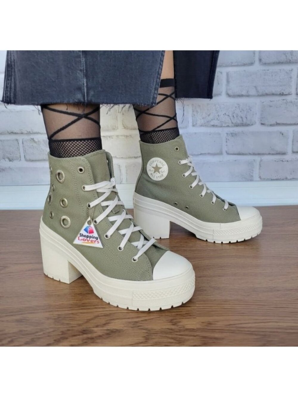 ⭐Converse Chuck 70 De Luxe Hi Heel Metal Rings Platform Womens 7.5 Green A11175C